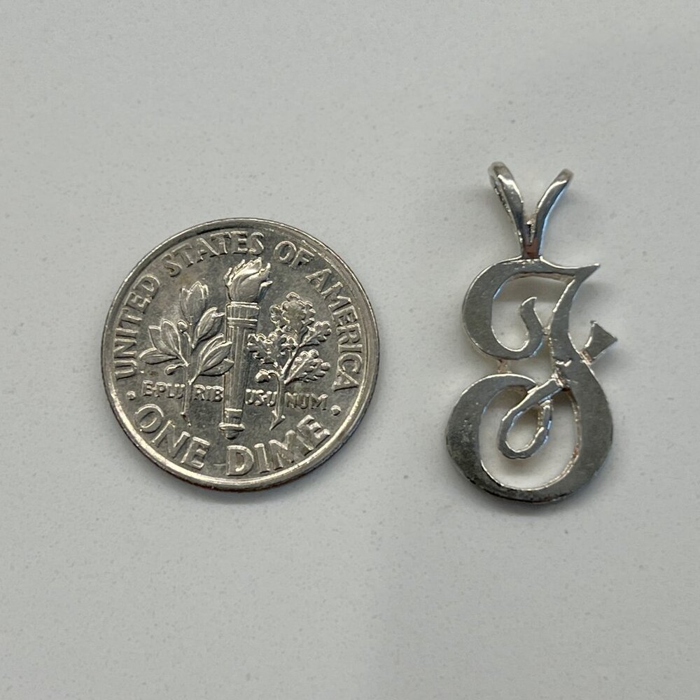 Vtg Sterling Silver Script Initial "J" Pendant - image 6